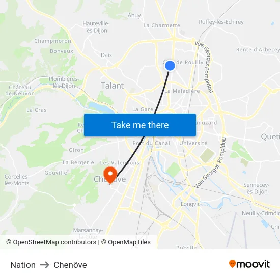 Nation to Chenôve map