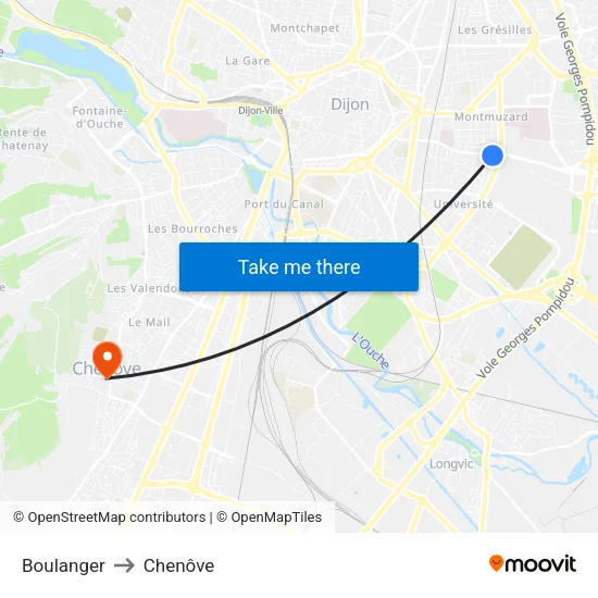 Boulanger to Chenôve map