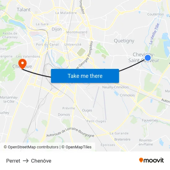 Perret to Chenôve map