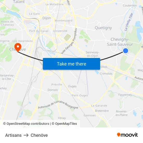 Artisans to Chenôve map