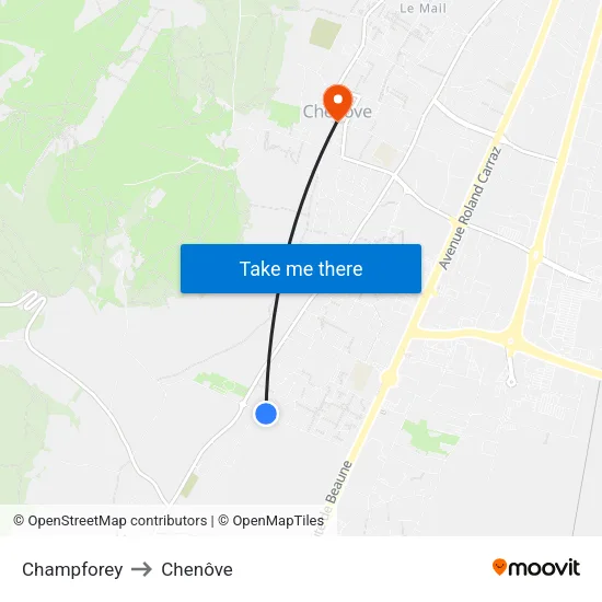 Champforey to Chenôve map