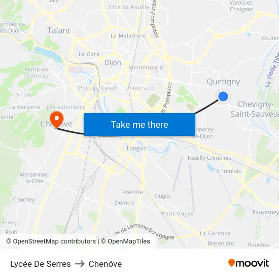 Lycée De Serres to Chenôve map