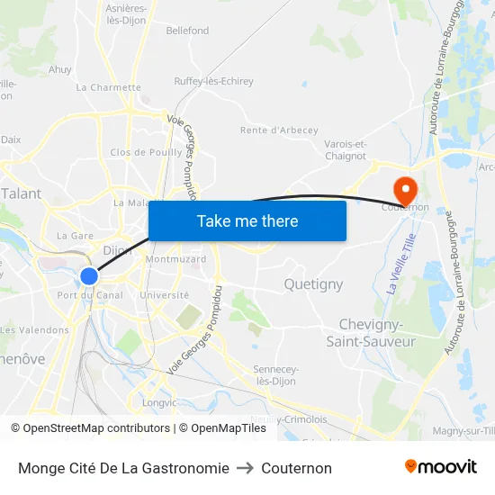 Monge Cité De La Gastronomie to Couternon map