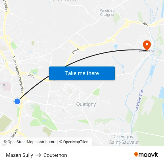 Mazen Sully to Couternon map