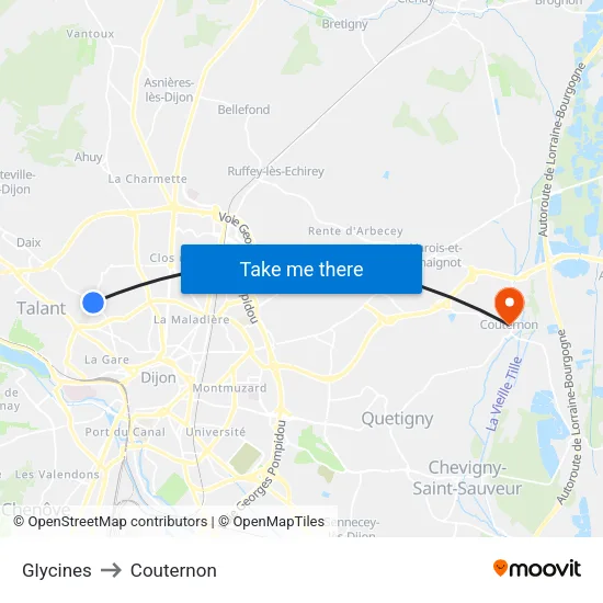 Glycines to Couternon map