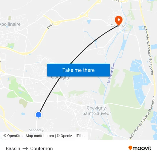 Bassin to Couternon map