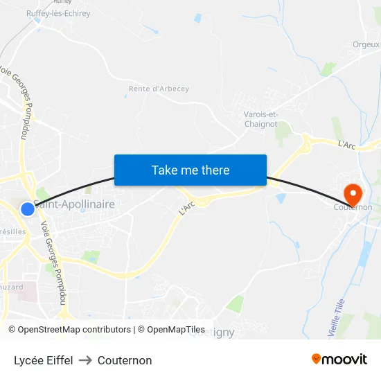 Lycée Eiffel to Couternon map