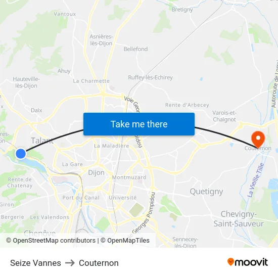 Seize Vannes to Couternon map