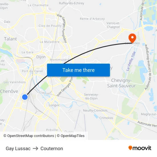 Gay Lussac to Couternon map