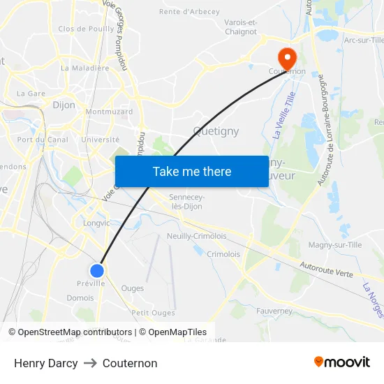 Henry Darcy to Couternon map