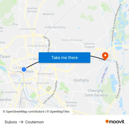 Dubois to Couternon map