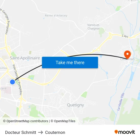 Docteur Schmitt to Couternon map
