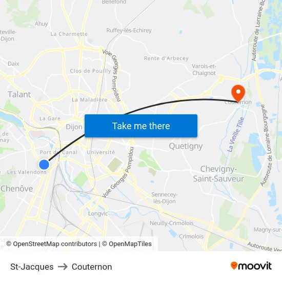 St-Jacques to Couternon map