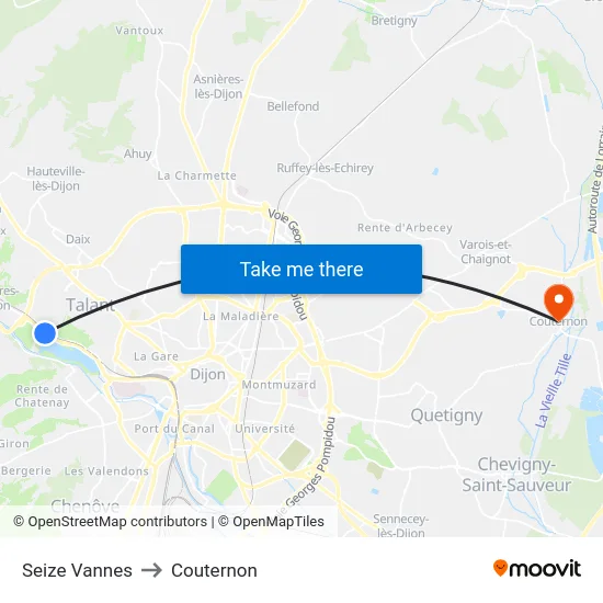 Seize Vannes to Couternon map