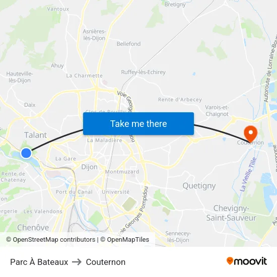 Parc À Bateaux to Couternon map