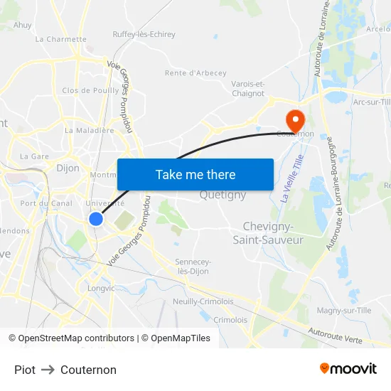 Piot to Couternon map