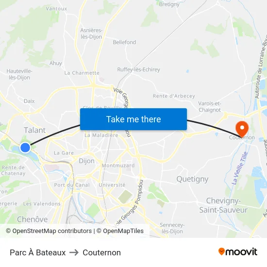 Parc À Bateaux to Couternon map