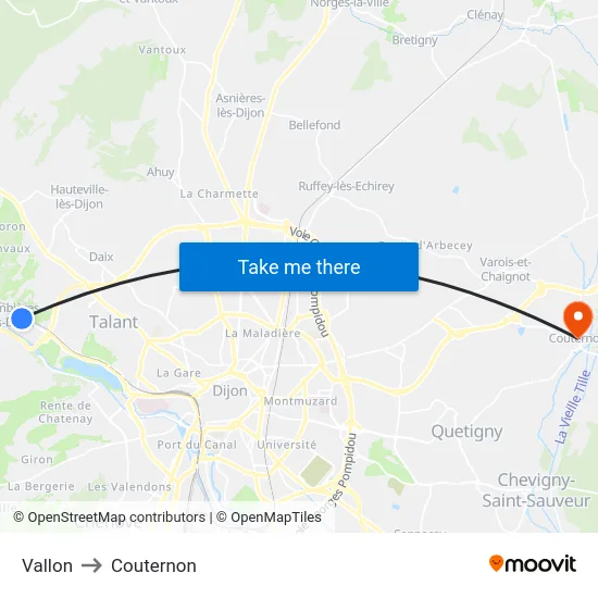 Vallon to Couternon map