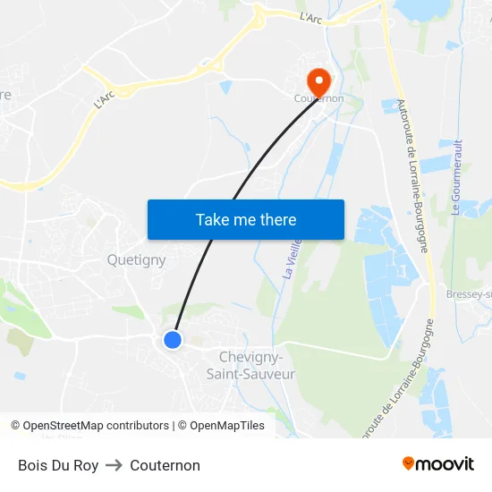 Bois Du Roy to Couternon map