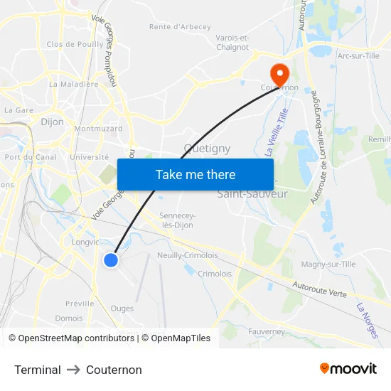 Terminal to Couternon map