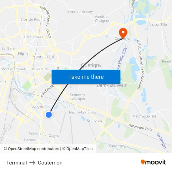 Terminal to Couternon map