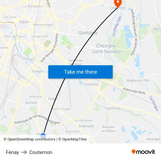 Fénay to Couternon map