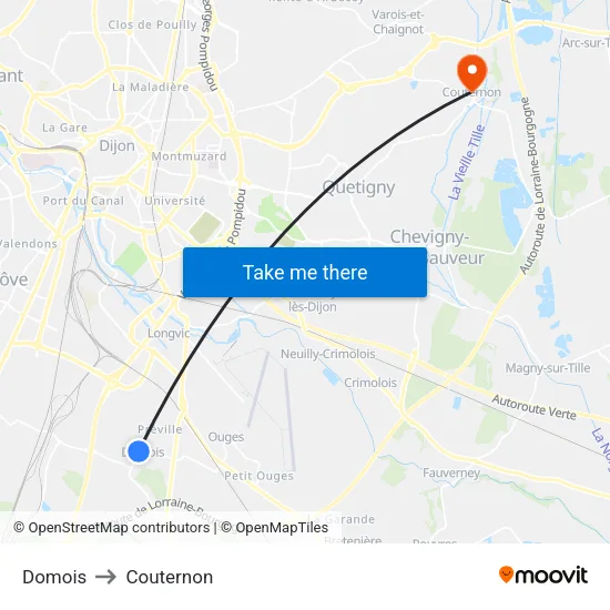 Domois to Couternon map