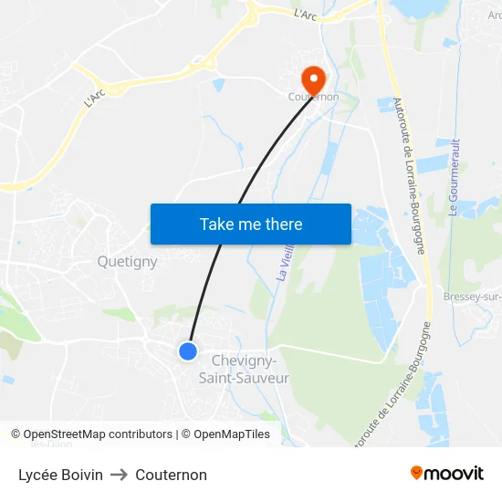 Lycée Boivin to Couternon map