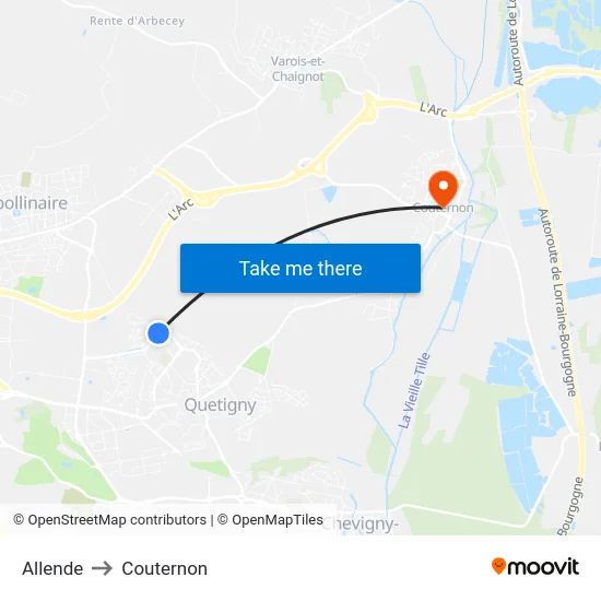 Allende to Couternon map