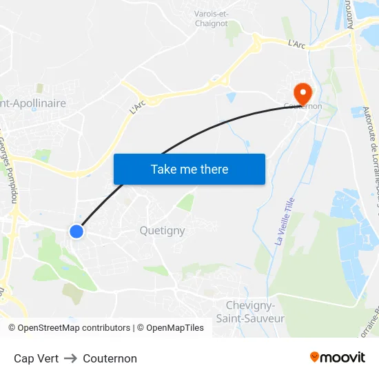 Cap Vert to Couternon map