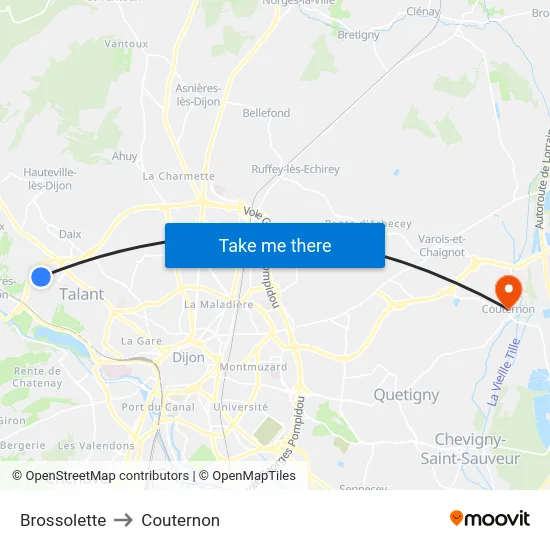 Brossolette to Couternon map