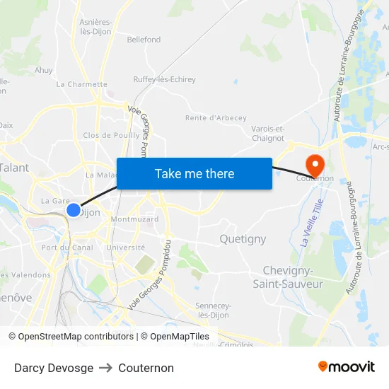 Darcy Devosge to Couternon map