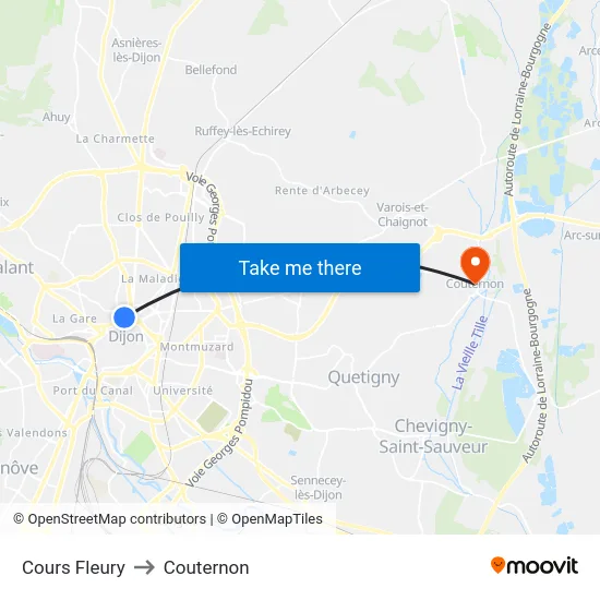 Cours Fleury to Couternon map