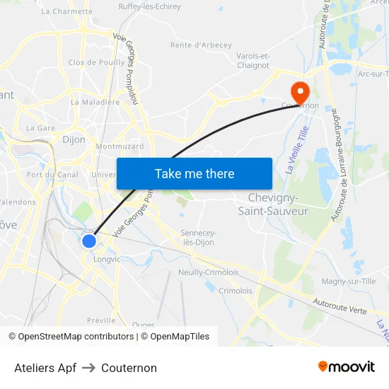 Ateliers Apf to Couternon map
