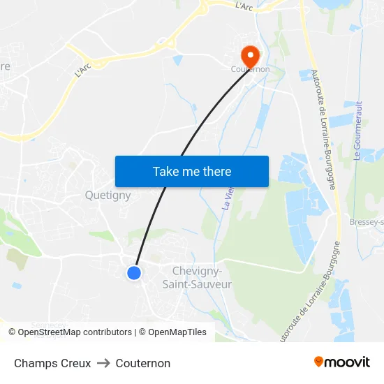 Champs Creux to Couternon map