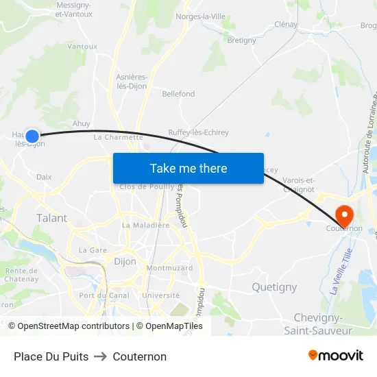 Place Du Puits to Couternon map