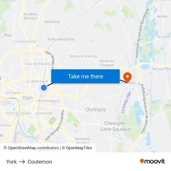 York to Couternon map