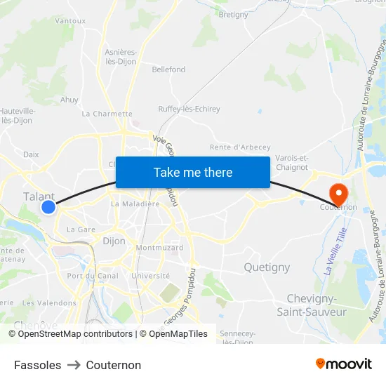 Fassoles to Couternon map