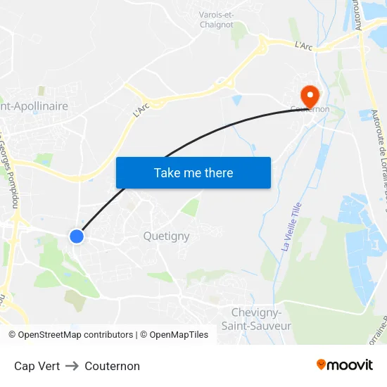 Cap Vert to Couternon map