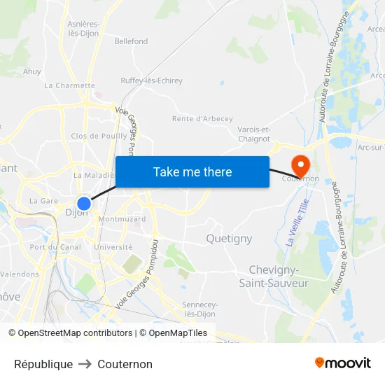 République to Couternon map