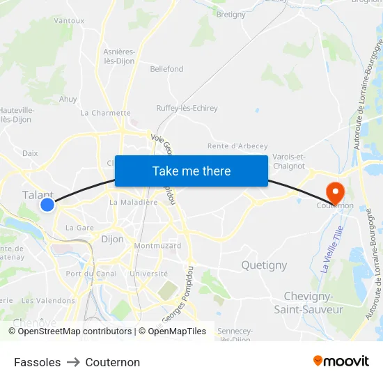 Fassoles to Couternon map