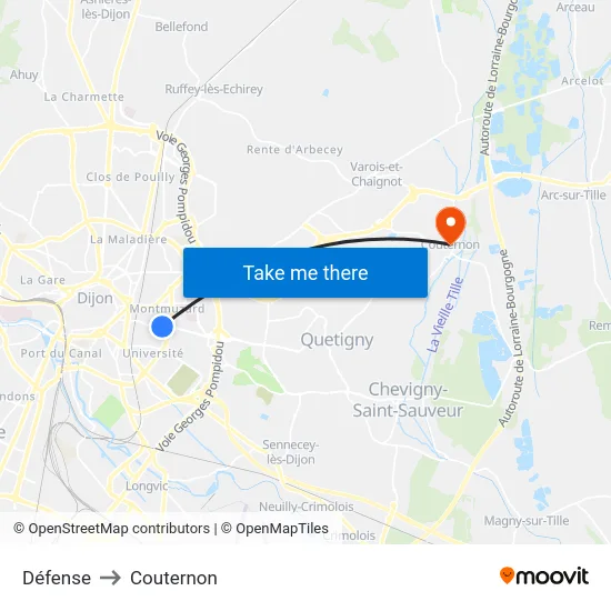 Défense to Couternon map