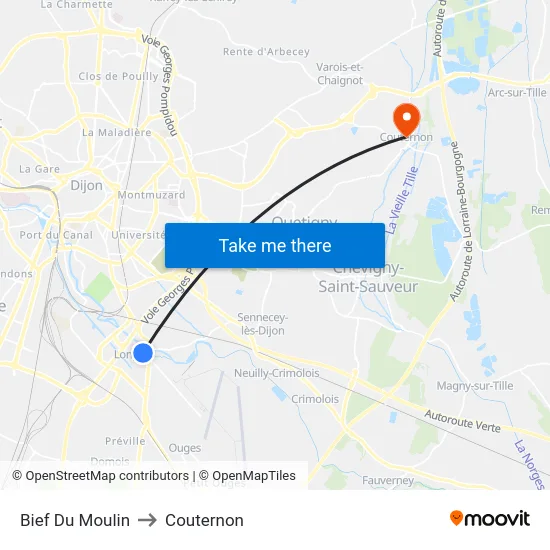 Bief Du Moulin to Couternon map