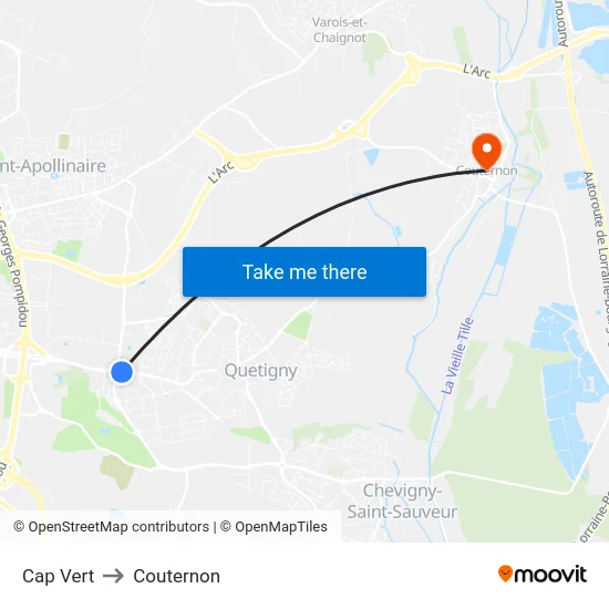 Cap Vert to Couternon map