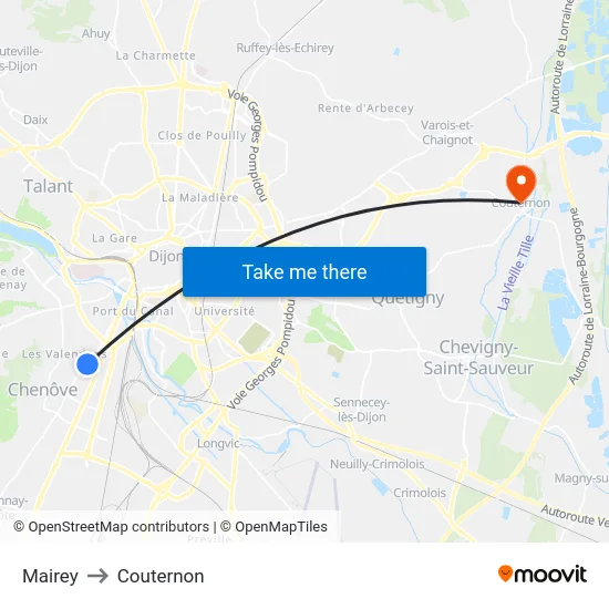 Mairey to Couternon map