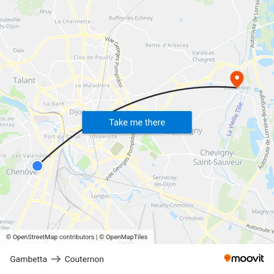 Gambetta to Couternon map