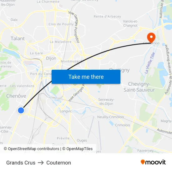 Grands Crus to Couternon map