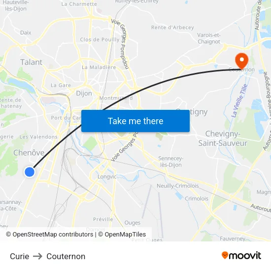 Curie to Couternon map