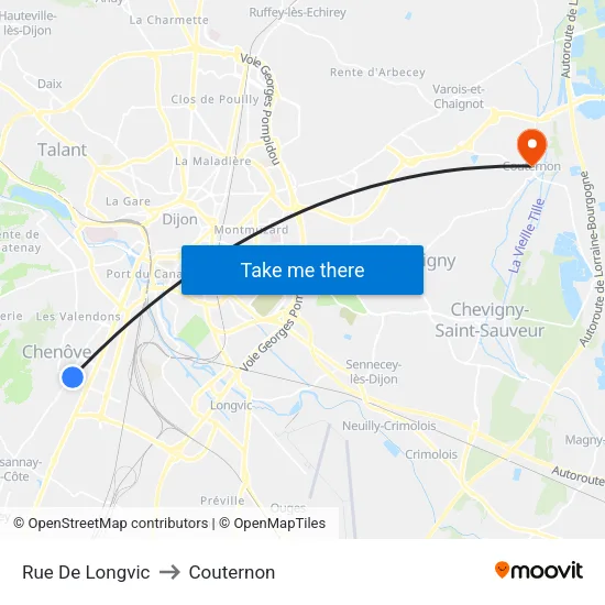 Rue De Longvic to Couternon map