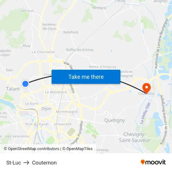 St-Luc to Couternon map
